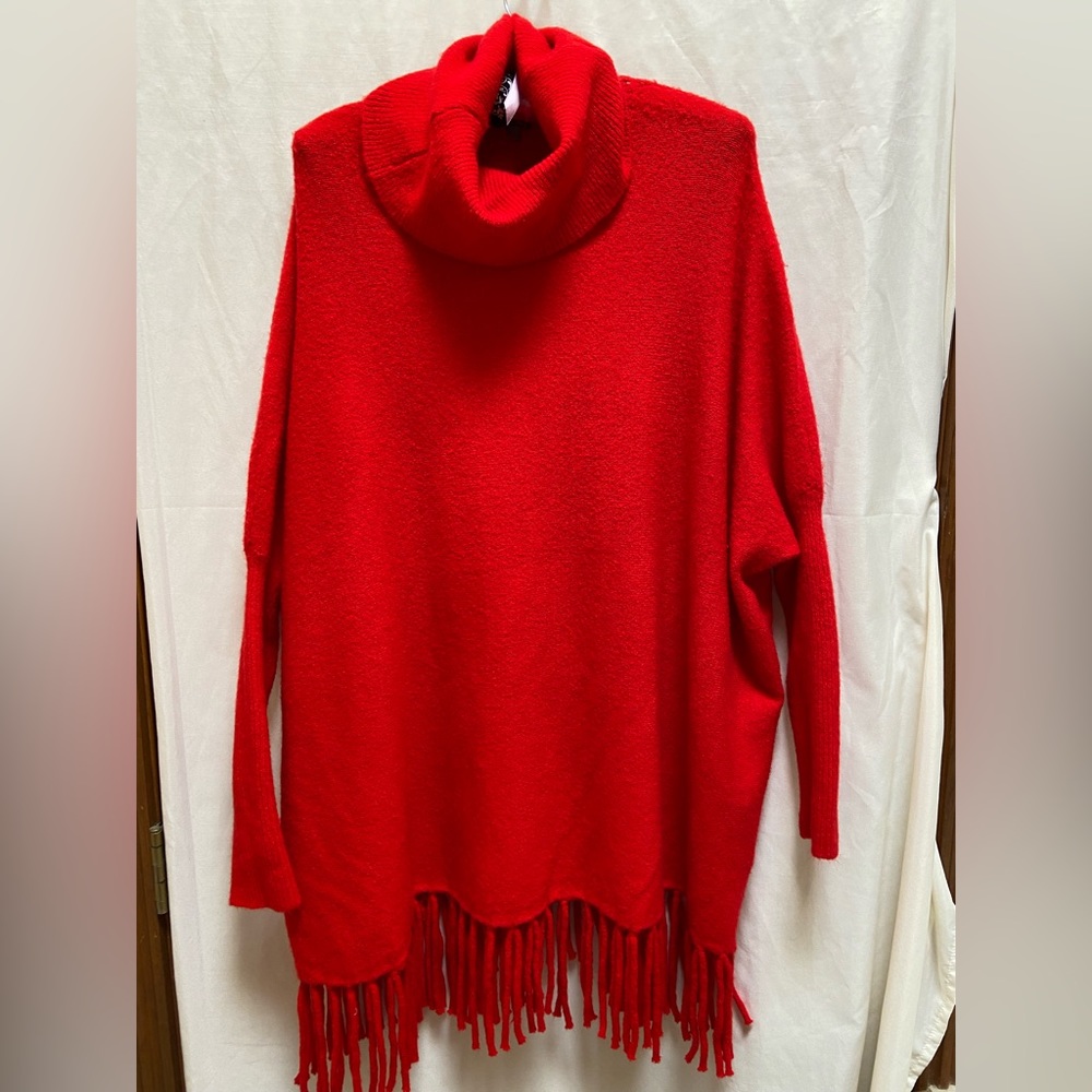 Red fringe sweater